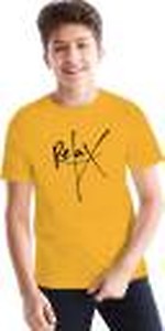 Boys Typography Cotton Blend T Shirt  (Yellow, Pack of 1)