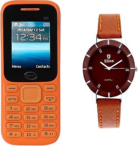 Infix Combo of N3 Red Dual Sim Multimedia Mobile and Elios Silicon LED Watch price in India.