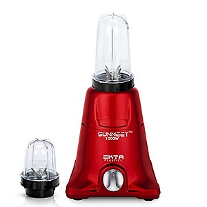 Sunmeet 1000-watts Mixer Grinder with 2 Bullets Jars (530ML and 350ML) EPMG465,Color Red price in India.