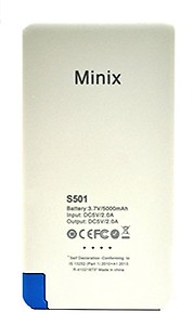 Minix ultra-thin S501 5000mAh Power Bank for all Smartphone with Iphone Pin Converter - Black price in India.