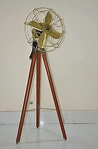 Royal Instrument Antique Floor Fan, Royal Navy Fan With Brown Wooden Tripod Stand price in India.