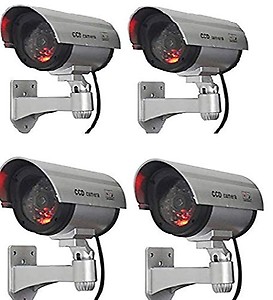 Simxen 4 Pcs Realistic Look Dummy Security CCTV Fake Bullet Camera with Led Light Indication Home Security Camera price in India.