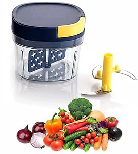 YAJNAS Premium Vegetable & Fruit Chopper with Anti Slip Silicon Base Ring, Air Tight Lid, for Chopping, Mincing and Whisking with 3 SS Blades & 1 Plastic Whisker(Multicolor,Pack of 1)(Size- 650ml) price in India.
