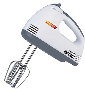 Orbit Hand Mixer Blender HM 1510, 7 speed +Turbo Modes, Elegant Body with Stainless Steel Wrap, Multiple Hooks for Whisking, Blending Multi-Function with Adjustable Speed (White, 150 Watts) price in India.