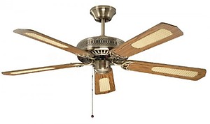 LUXAIRE LUX 1106 1320 mm [52"] 5 Blades Antique Brass Fan with Oak & Cane/Mahogany Blades price in India.