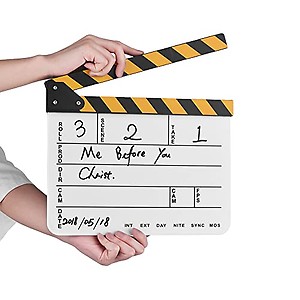Dry Erase Acrylic Director Film Clapboard Movie TV Cut Action Scene Clapper Board Slate with Yellow/Black Stick, White Huaishu price in India.