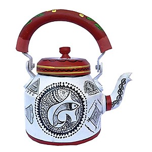 iHandikart Hand Painted Designer Aluminium Kettle for Tea/Coffee, Home Décor& Gift Purpose. Capacity 1 L, Size 8.5"x5.5"x8.5"(IHK5022) price in India.