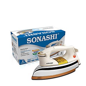 Sonashi Dry Iron SDI-6015 1100W Heavy Weight Automatic Cut off, Advance Non Stick Dry Iron Soleplate coating (Golden | Electronic Appliances For Home) price in India.