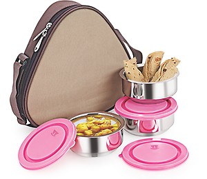 NanoNine Insulated Hexa Junior Lunch Box, SS098, Set of 3 Pieces price in India.