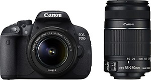 Canon EOS 700D with (EF S18 - 55 mm IS II and EF S55 - 250 mm IS II) DSLR Camera price in India.