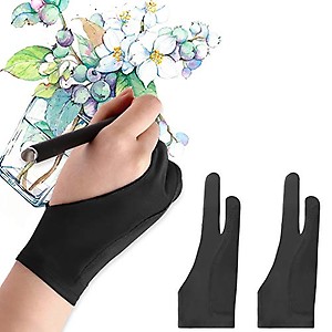 Mixoo Artists Gloves 2 Pack - Palm Rejection Gloves with Two Fingers for Paper Sketching, iPad, Graphics Drawing Tablet, Suitable for Left and Right Hand (Medium) price in India.