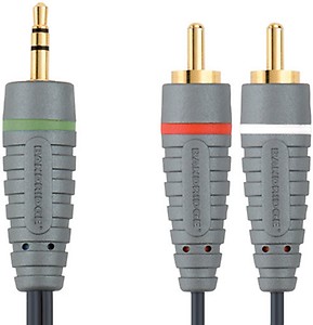 BANDRIDGE 3.5mm male to 2xRCA Y Splitter Stereo Audio Cable, With PVC Jacket & Gold Plated Connectors, Compatible with Amplifiers, Soundbar, Smartphones, Speakers and more (2 Meter) price in .