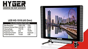 Hyger 48.3 cm (19 inches) HG-1910 HD Ready LED TV price in India.