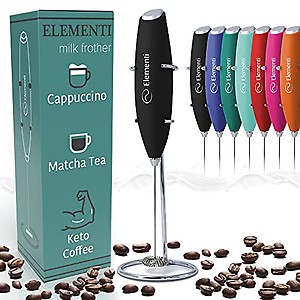 Black : Elementi Original Premier Milk Frother with Stand (Black) | More Powerful High Torque Motor - Make Cappuccinos, Lattes and Bulletproof Coffee price in India.