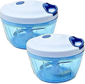 Shree Jee Mini Handdy Chopper,Vegetable Chopper with 3 Sharp Stainless Steel Blade, Anti Slip Silicone(Pack of 2)Blue price in India.