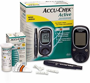 ACCU-CHEK Active Glucose Monitor with 10 Strips Glucometer(Black) price in India.