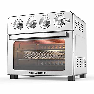 Geek AiroCook Iris Plus 25 Litre Electric Air Fryer Oven | 8 Preset Functions - Toast, Bake, Grill, Air Fry, Rotisserie & Warming | Recipe Book with 7 Accessories (1600W) price in India.