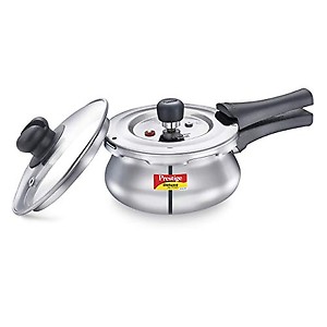 Prestige Deluxe Alpha Svachh Stainless Steel Outer Lid Pressure Cooker 1.5L with Glass Lid (With Deep Lid For Spillage Control) price in India.