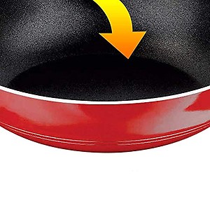BMS Lifestyle Non-Stick Aluminium Kadhai, 1.5 litres Without Lid, Red/Black price in India.