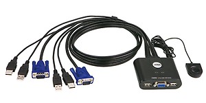 ATEN 2-Port USB 2.0 Cable-Built-in KVM Switch CS22U price in India.