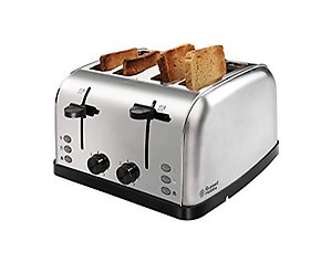 Russell Hobbs 18790 1250/1500 Watt Premium Stainless Steel 4 Slice Automatic Pop-up Toaster