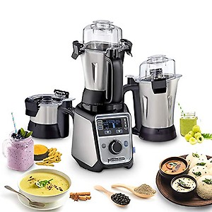 Hamilton Beach Professional Juicer Mixer Grinder 58770-IN, 1400 Watt Rated Motor, Triple Overload Protection, 3 Stainless Steel Leakproof Jars, Triple Safety Protection, Intelligent Controls, Black price in India.