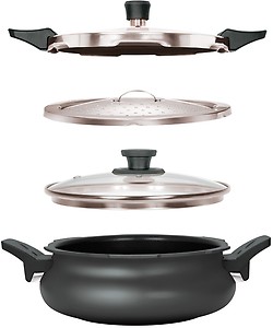 Pigeon by Stovekraft All in One Super Cooker 620-H 3 Litre Hard Anodised Outer Lid Pressure Cooker (Black, Aluminium) price in India.