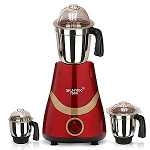 Su-mix SLKTA21 750-Watt Mixer Grinder with 3 Jars (1 Wet Jar, 1 Dry Jar and 1 Chutney Jar) - Red Gold.Make In India (ISI CERTIFIED) price in India.