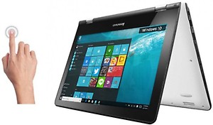 Lenovo Yoga 300 80M1003WIN Touch Laptop (Quad Core (6th Gen)/4GB/500GB + 8GB SSD/Windows 10) price in India.