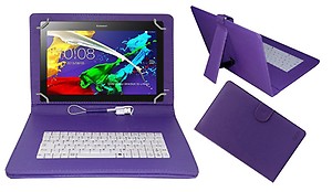 ACM USB Keyboard Case Compatible with Lenovo Tab 2 A10-70 Tablet Cover Stand Study Gaming Direct Plug & Play - Purple price in India.