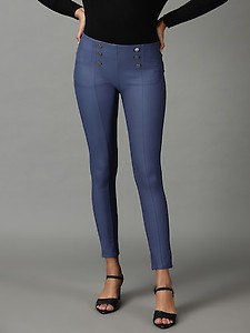 blue solid jegging