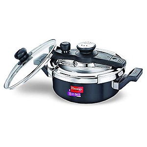 Prestige Svachh, 20241, 3 L, Hard Anodised Aluminium Outer Lid Pressure Cooker, With Deep Lid For Spillage Control, Black, 3 Liter price in India.