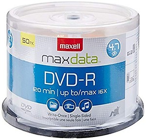 Maxell 638011 DVD-R 4.7GB Write-Once 16x Recordable Disc Spindle 50PK price in India.